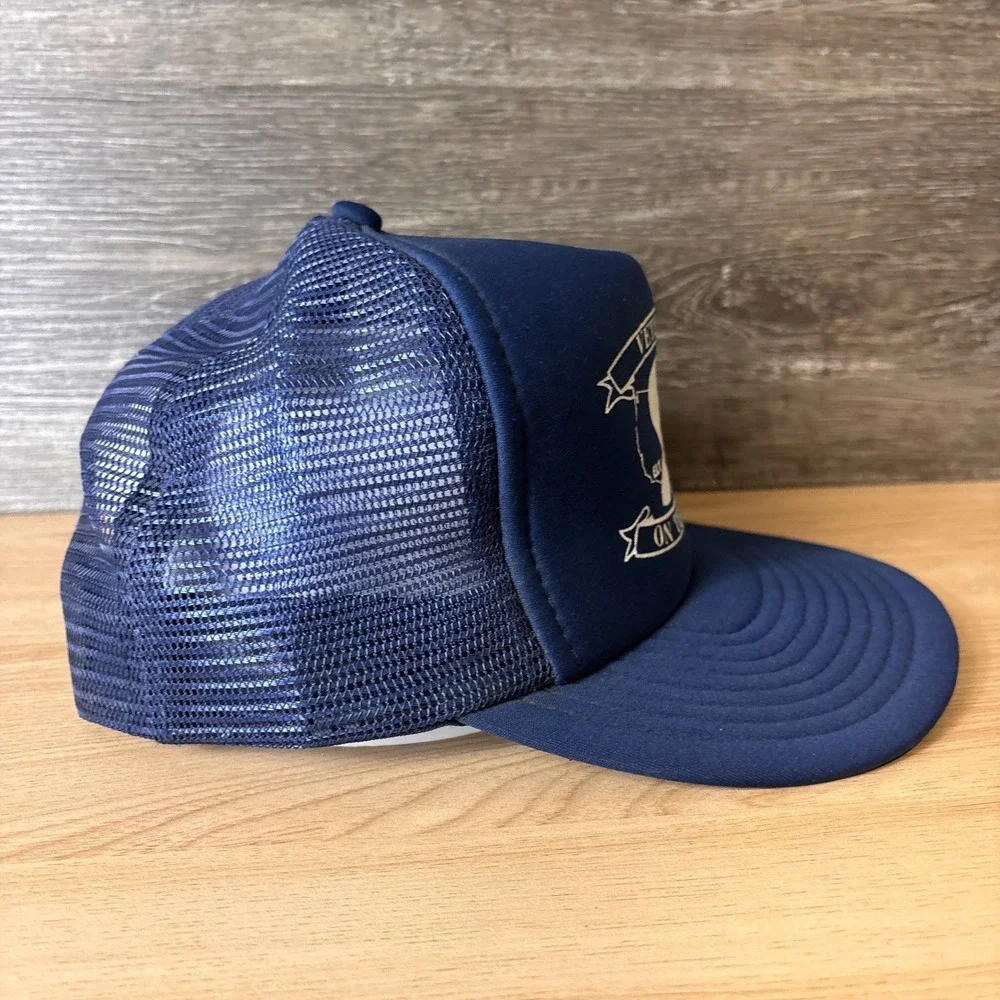 Vintage Veterans On The Lake Hat Cap Snap Back Blue Mesh Trucker Ely Minnesota